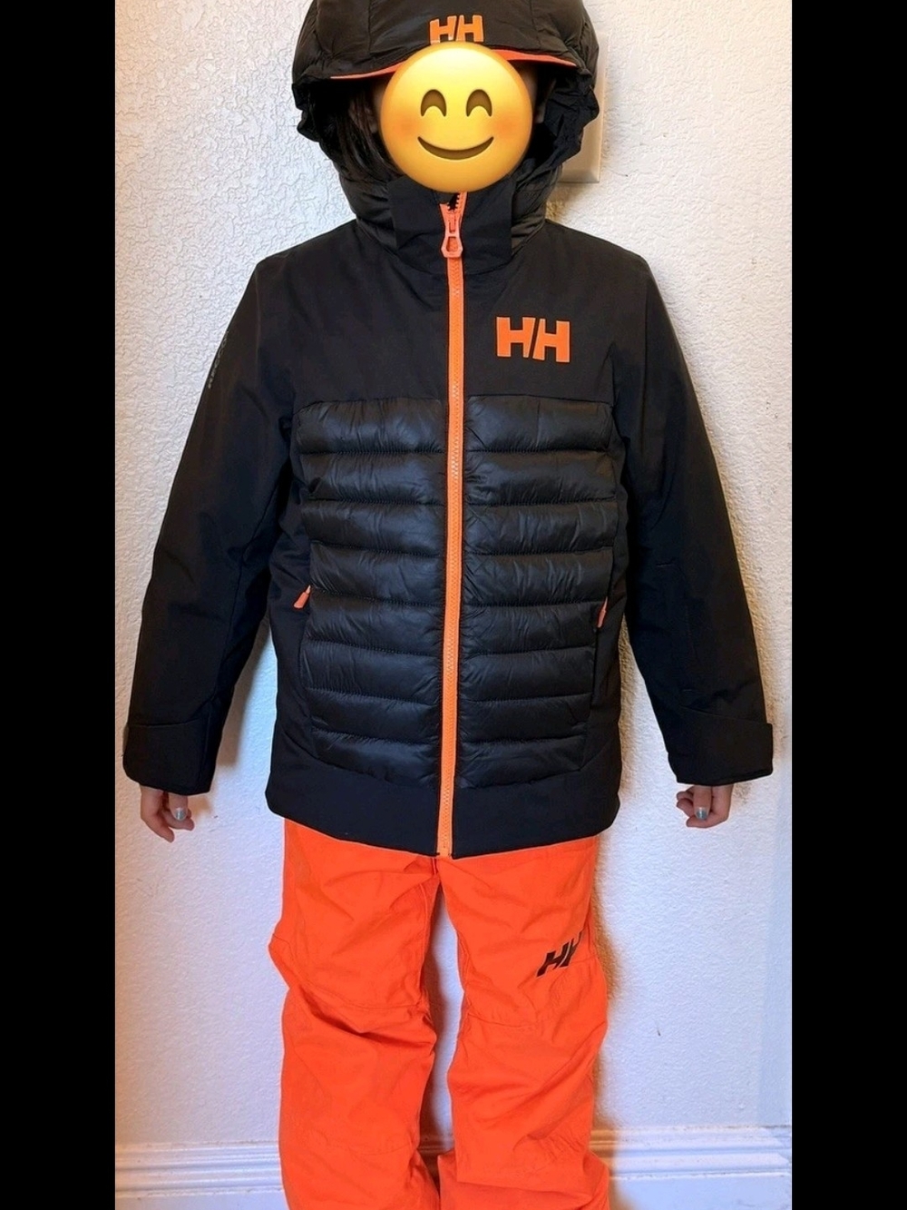 Helly Hansen Black & Orange Puffer Hooded Winter Jacket